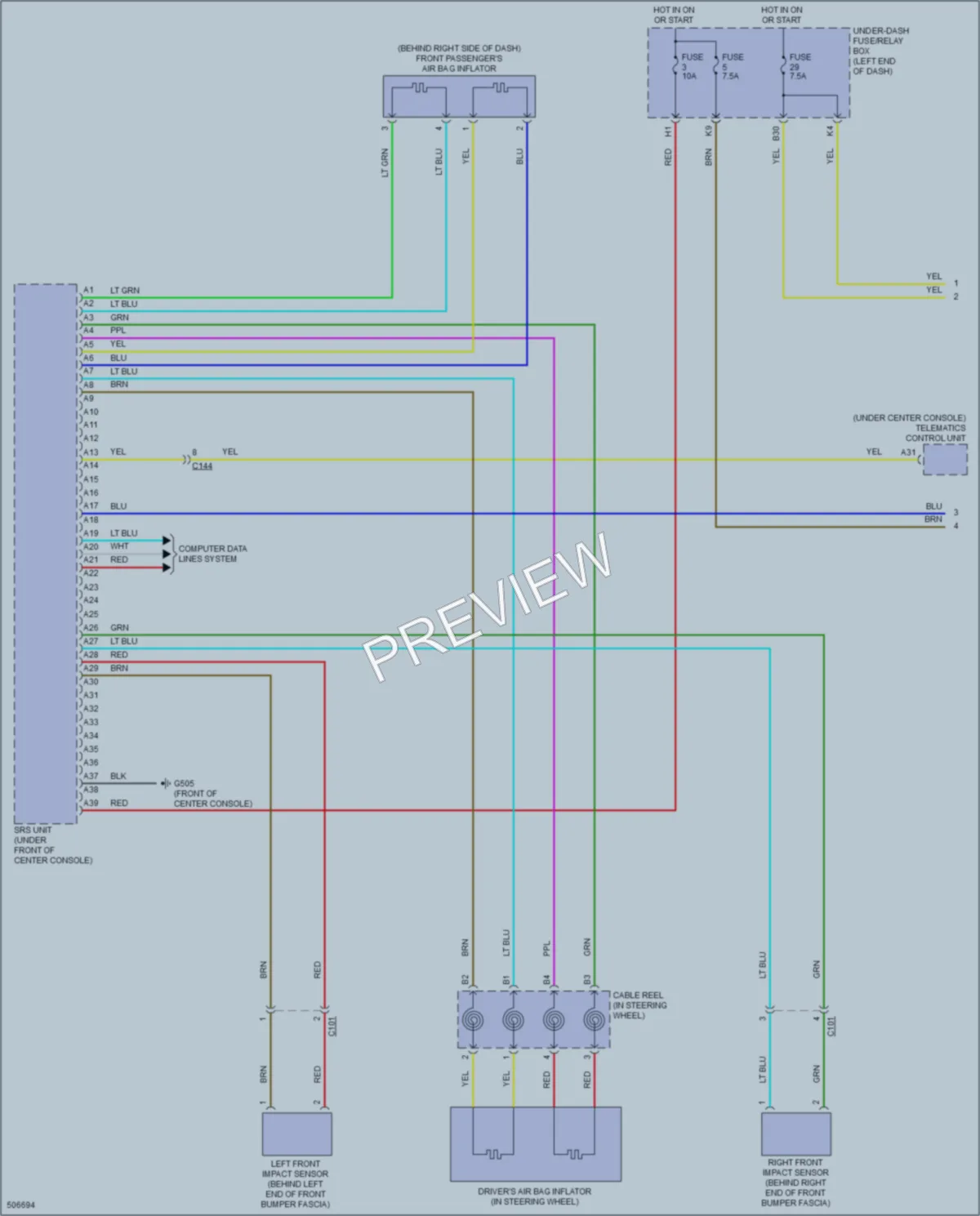 2016 Acura ILX Supplemental Restraints wiring diagram preview