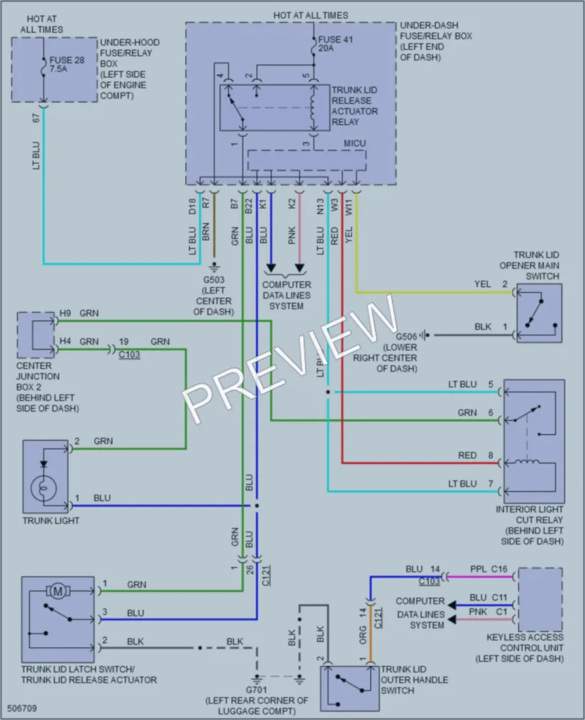 2016 Acura ILX Trunk Tailgate Fuel Door wiring diagram preview