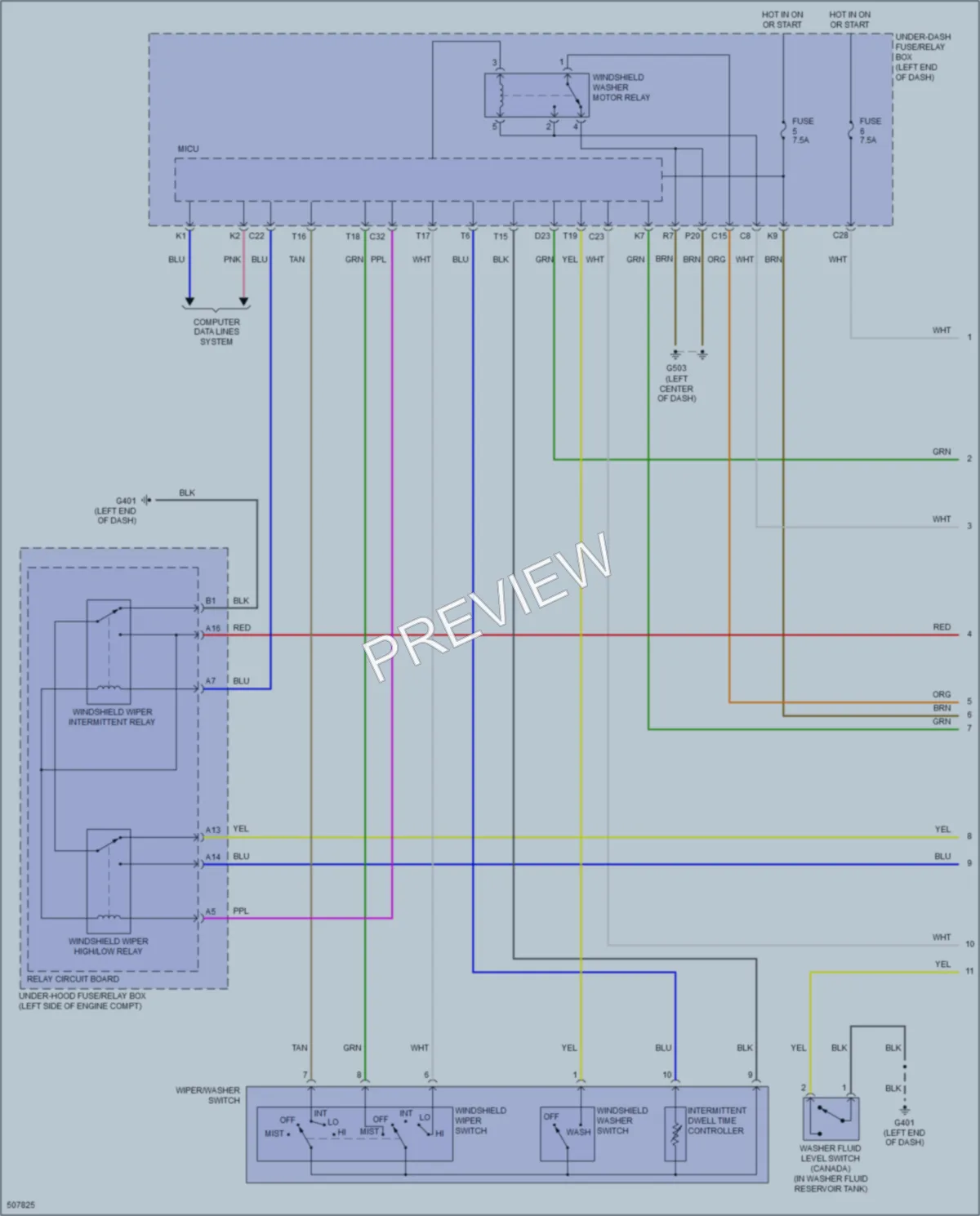 2016 Acura ILX Wiper Washer wiring diagram preview