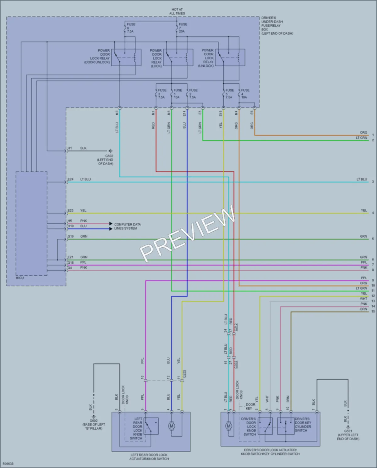 2016 Acura MDX Power Door Locks wiring diagram preview