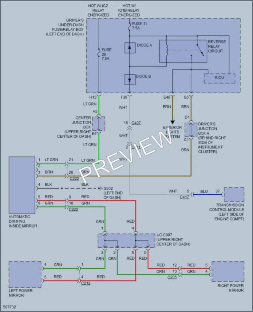 2016 Acura MDX Power Mirrors wiring diagram preview