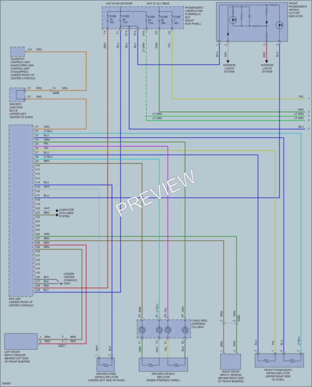 2016 Acura MDX Supplemental Restraints wiring diagram preview