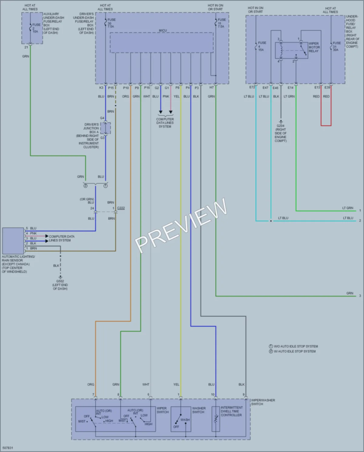 2016 Acura MDX Wiper Washer wiring diagram preview