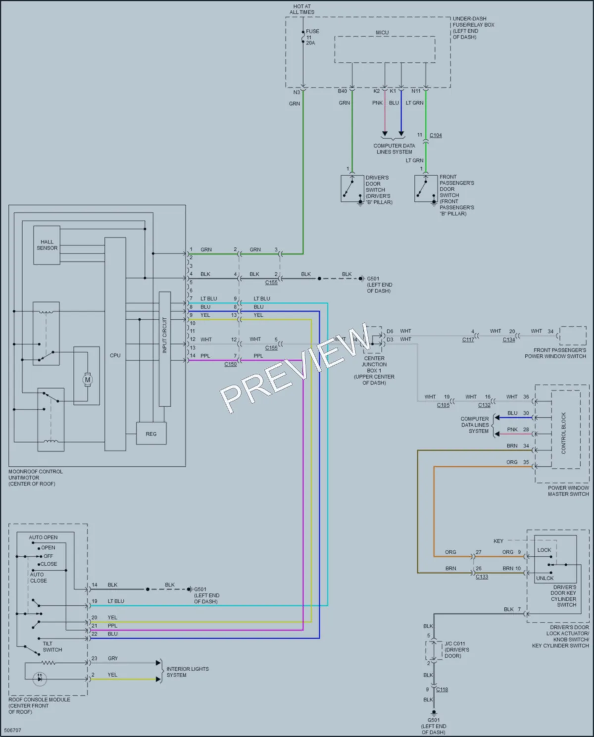 2016 Acura RDX Power Top Sunroof wiring diagram preview