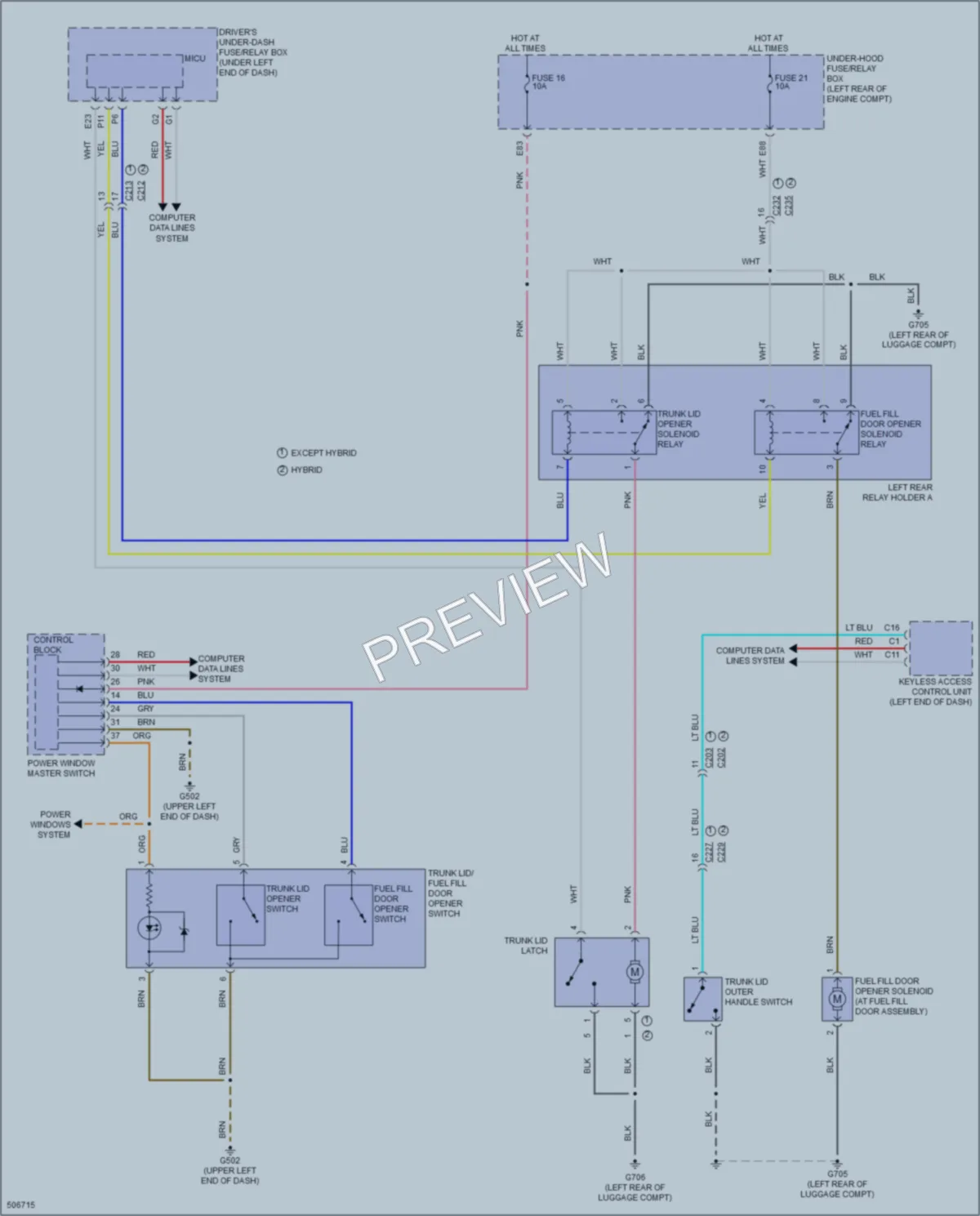 2016 Acura RLX Trunk Tailgate Fuel Door wiring diagram preview