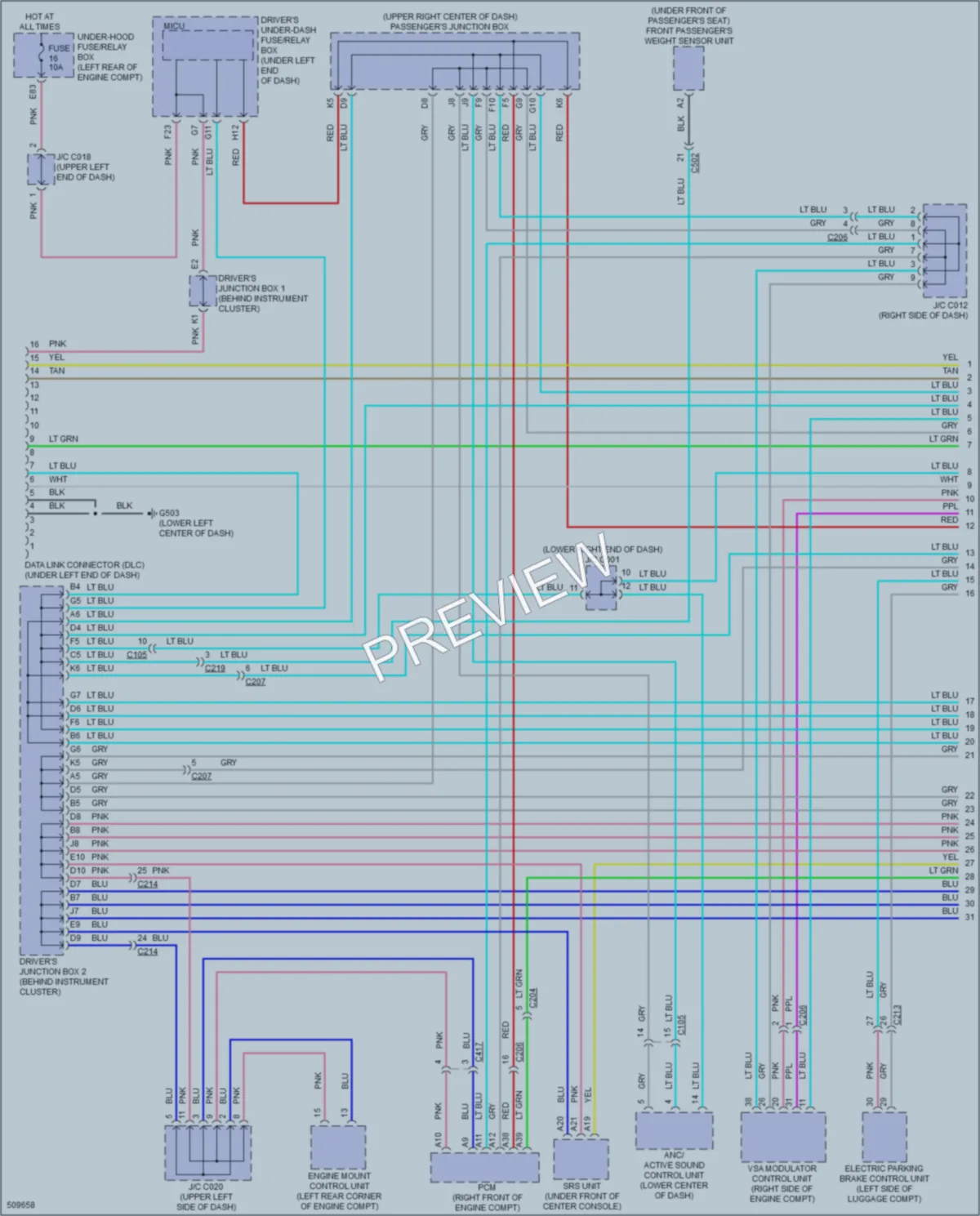 2016 Acura RLXSportHybrid Computer Data Lines wiring diagram preview