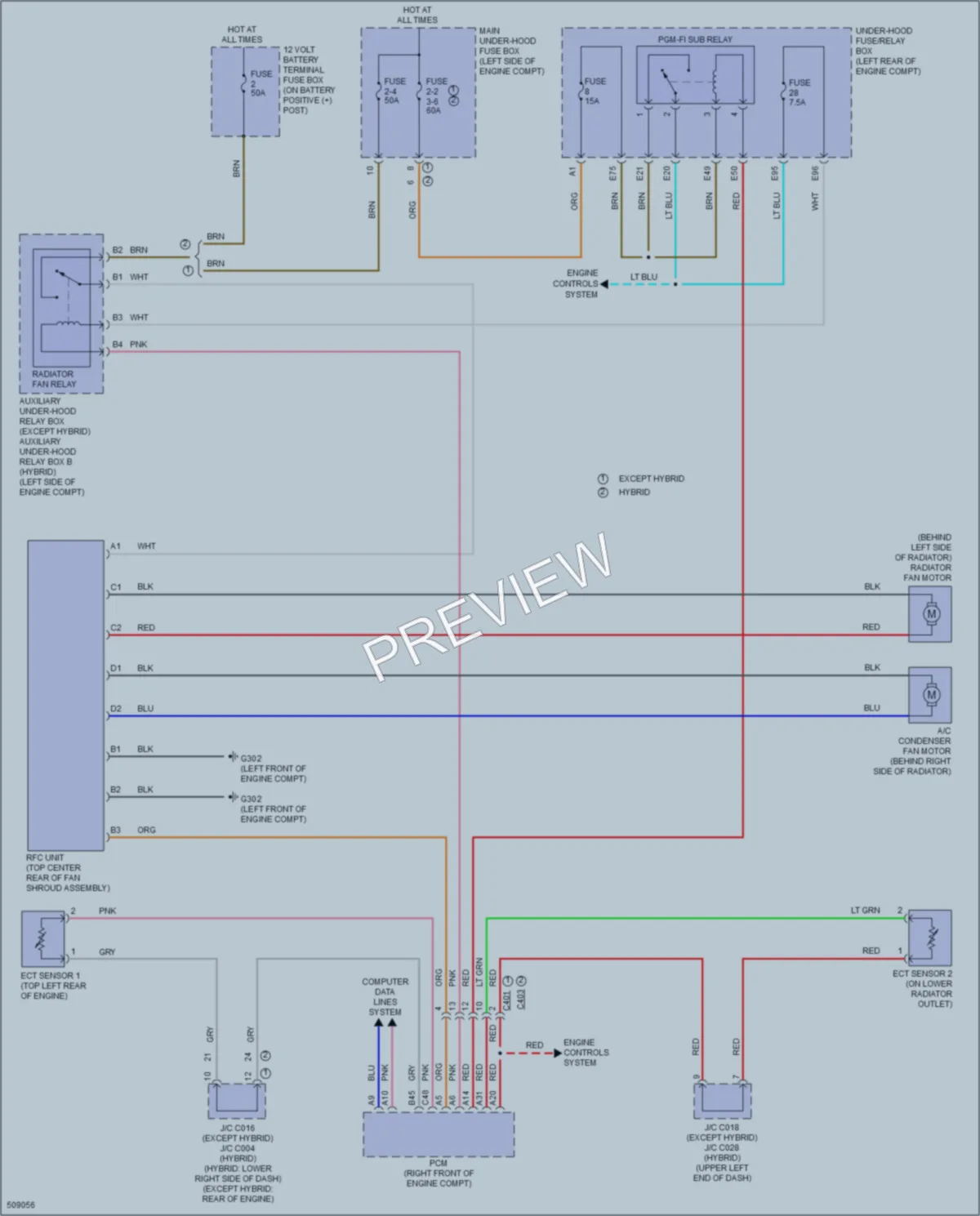 2016 Acura RLXSportHybrid Cooling Fan wiring diagram preview