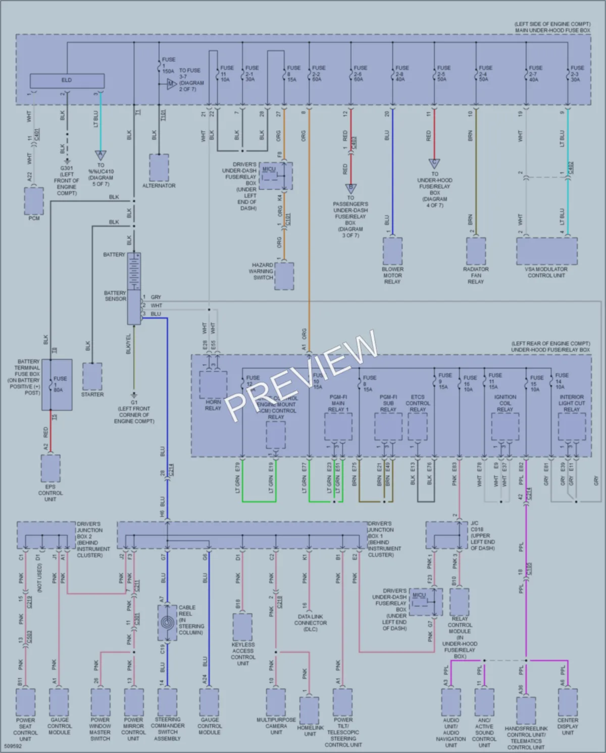 2016 Acura RLXSportHybrid Power Distribution wiring diagram preview