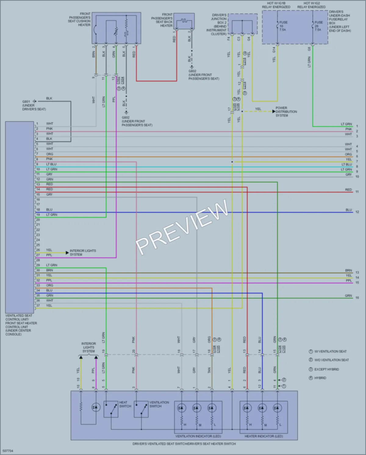 2016 Acura RLXSportHybrid Power Seats wiring diagram preview
