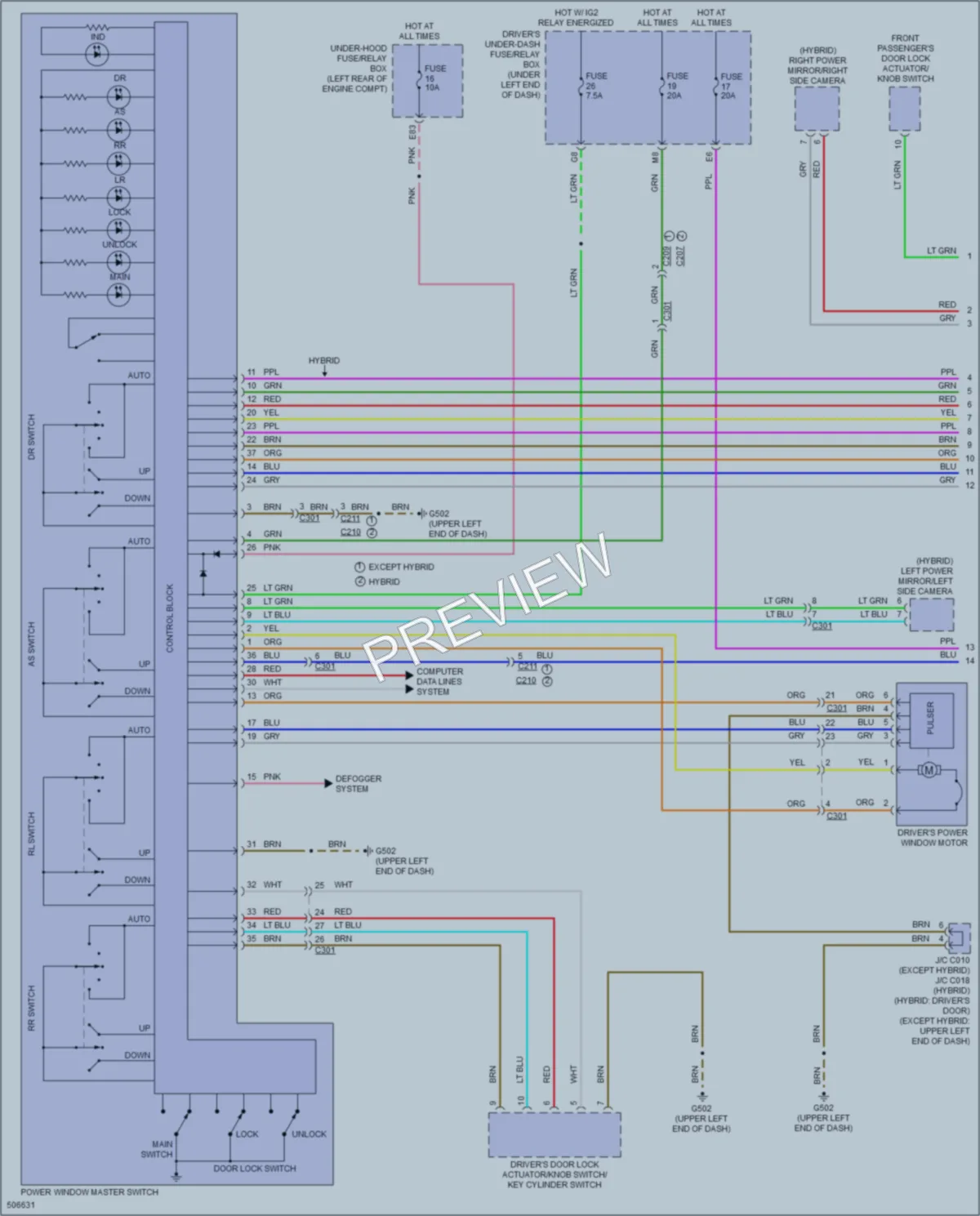 2016 Acura RLXSportHybrid Power Windows wiring diagram preview