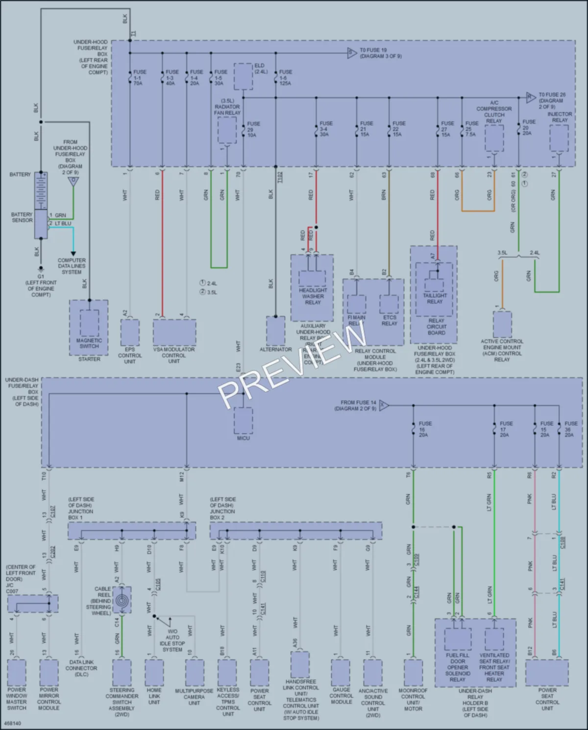 2016 Acura TLX Power Distribution wiring diagram preview