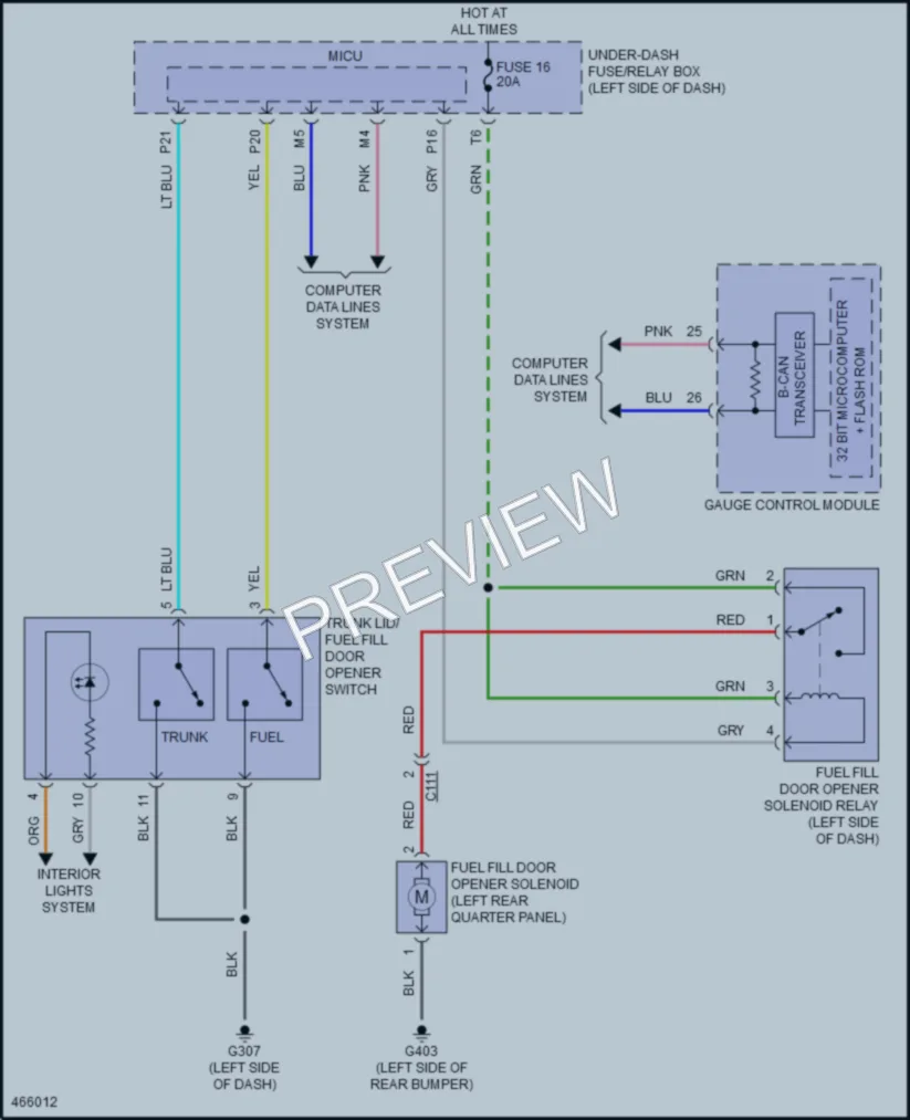 2016 Acura TLX Trunk Tailgate Fuel Door wiring diagram preview