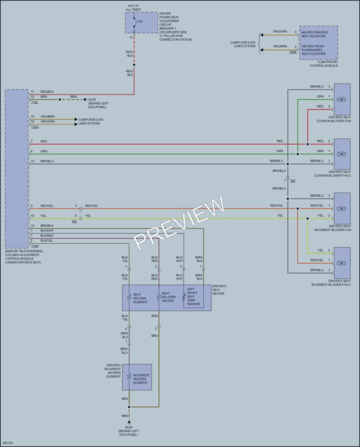 2016 Audi A4 Power Seats wiring diagram preview