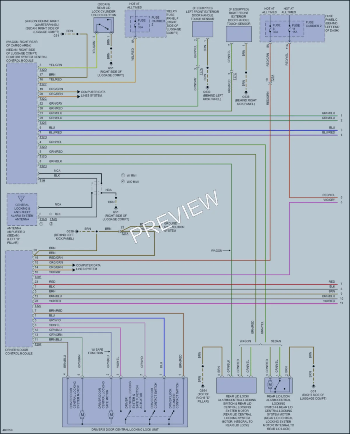 2016 Audi A4allroad Power Door Locks wiring diagram preview