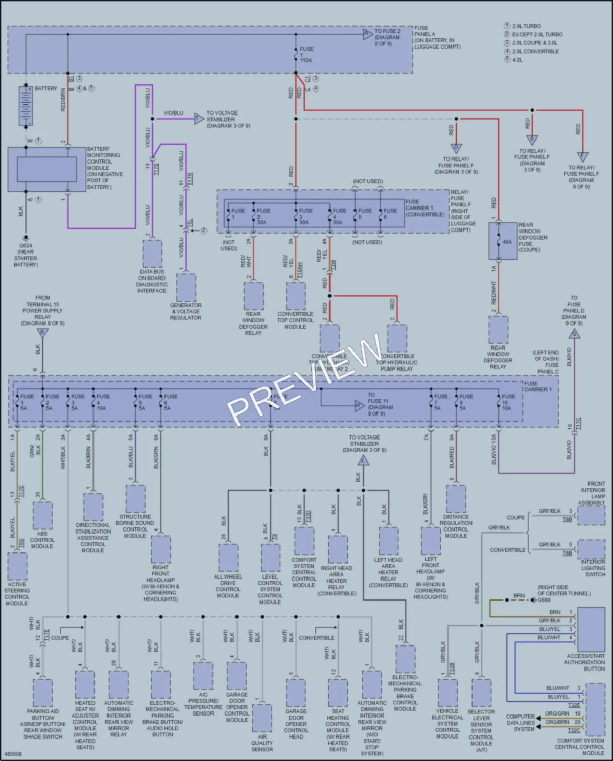 2016 Audi A5 Power Distribution wiring diagram preview