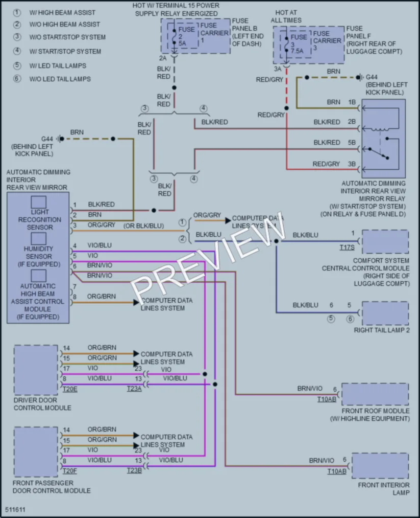 2016 Audi A6 Power Mirrors wiring diagram preview