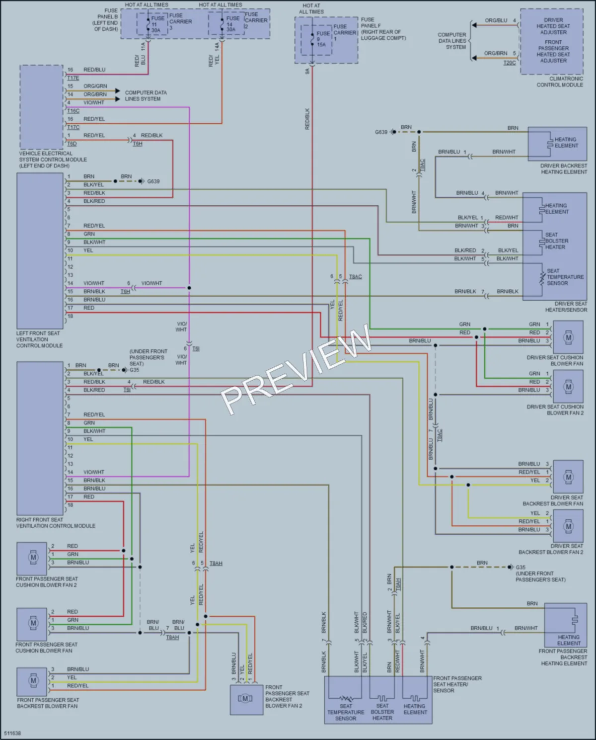2016 Audi A6 Power Seats wiring diagram preview