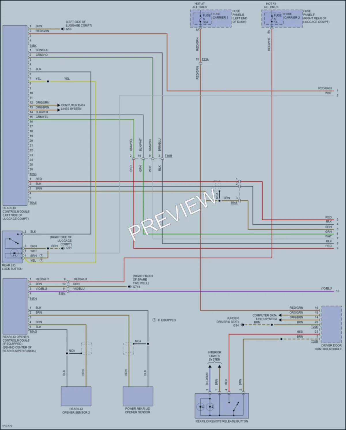 2016 Audi A6 Trunk Tailgate Fuel Door wiring diagram preview
