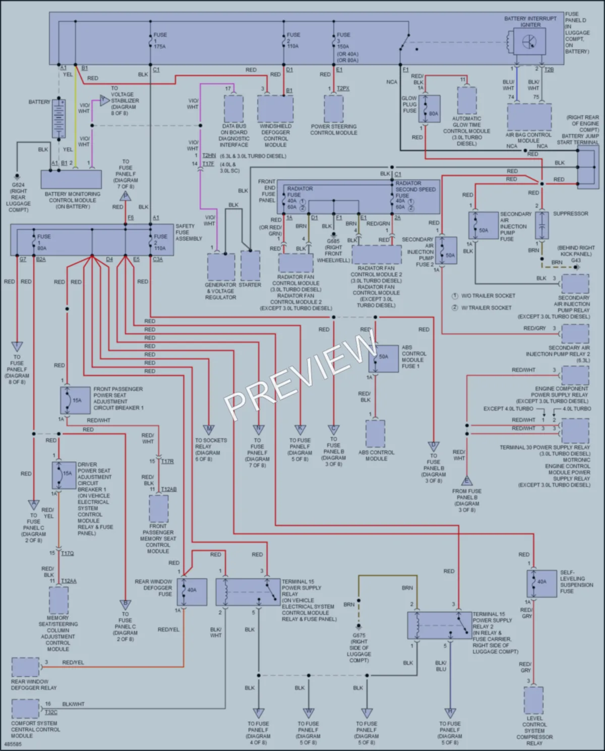 2016 Audi A8L Power Distribution wiring diagram preview