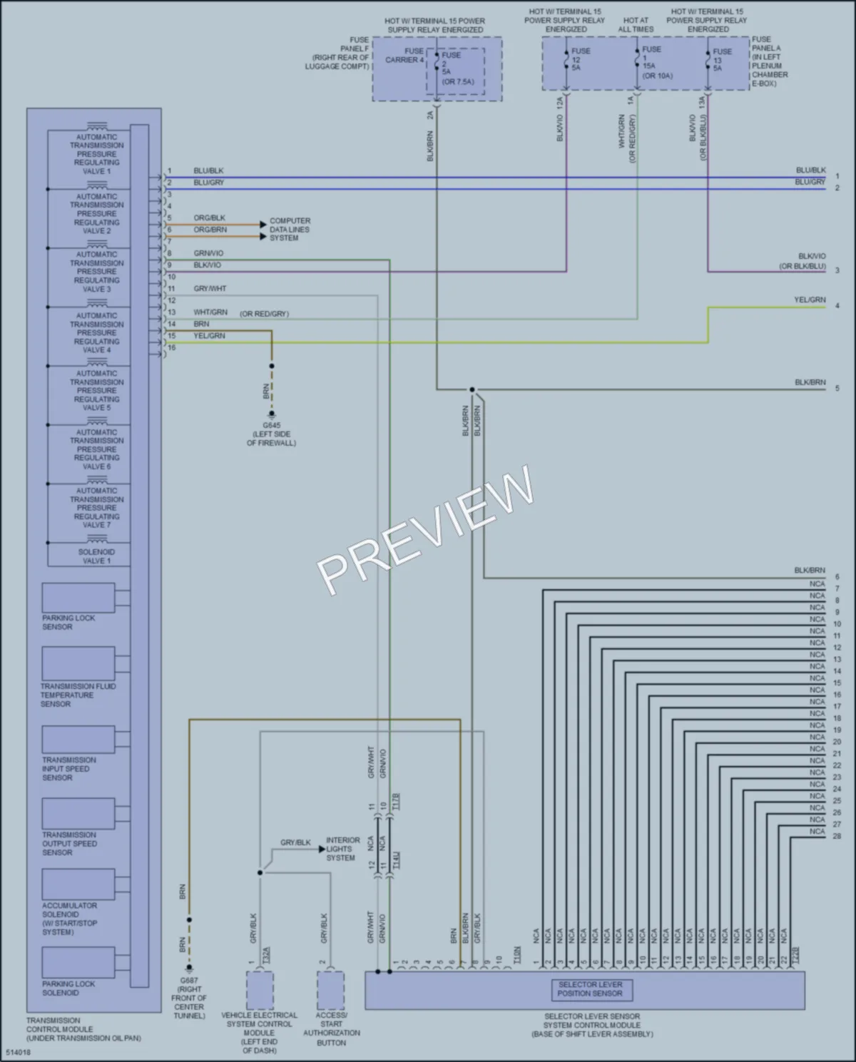 2016 Audi RS7 Transmission wiring diagram preview