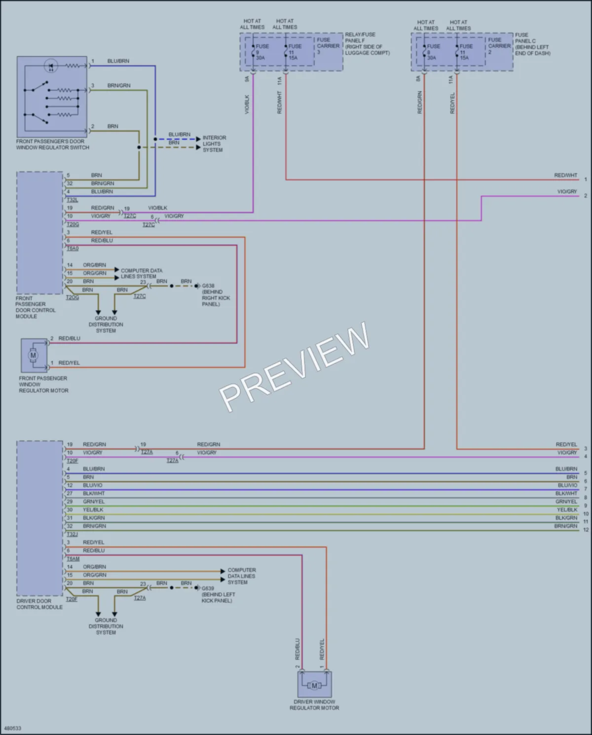 2016 Audi S4 Power Windows wiring diagram preview