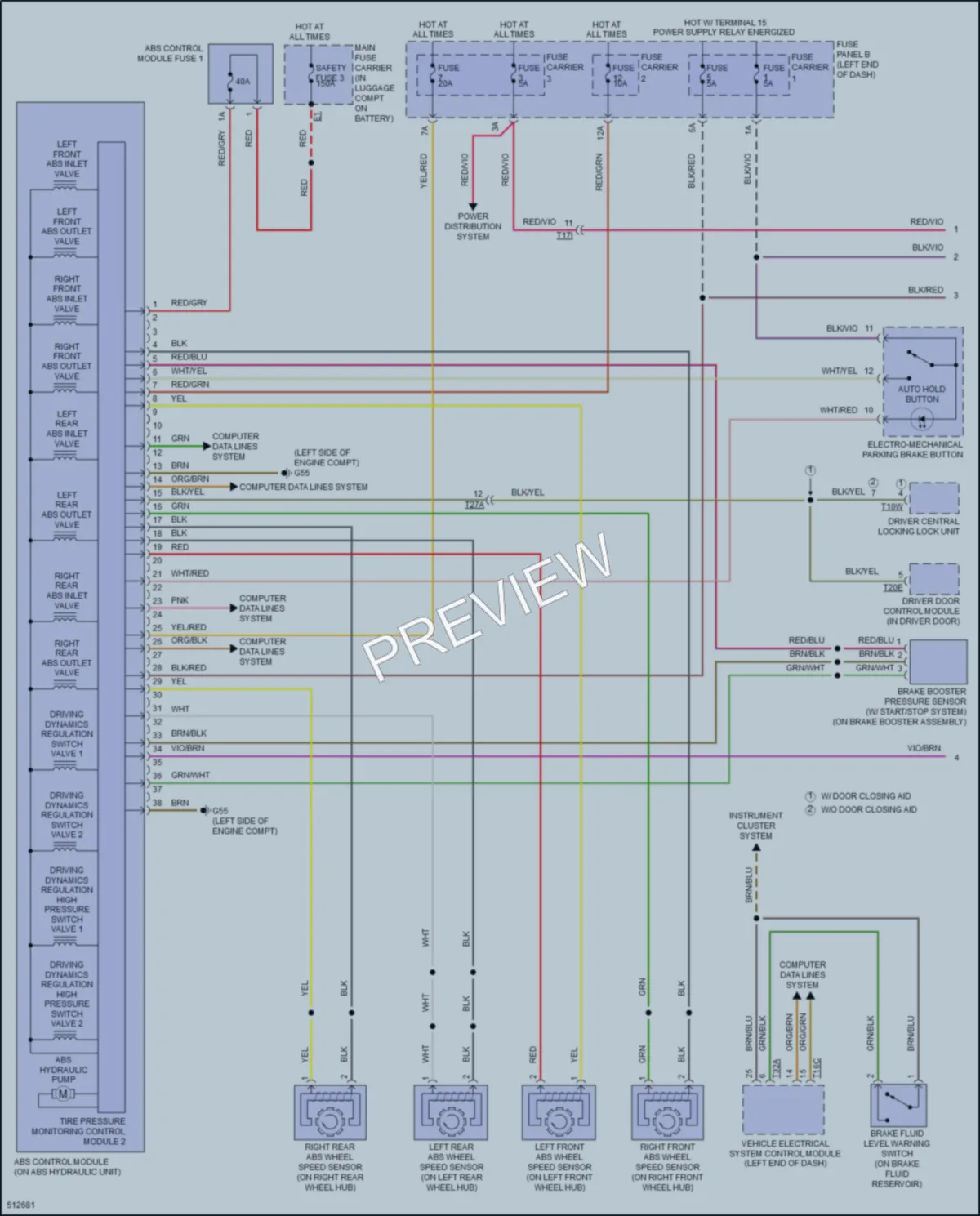 2016 Audi S7 Anti Lock Brakes wiring diagram preview