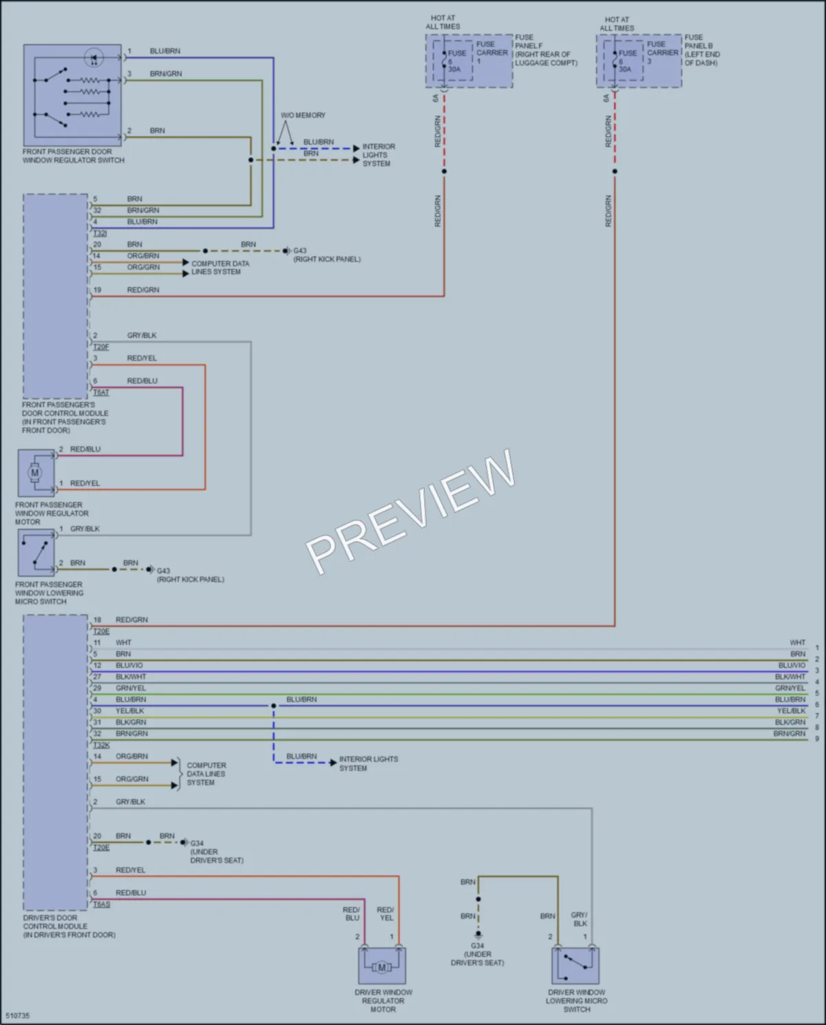 2016 Audi S7 Power Windows wiring diagram preview