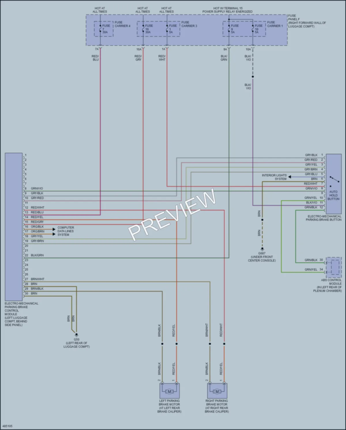 2016 Audi S8 Shift Interlock wiring diagram preview
