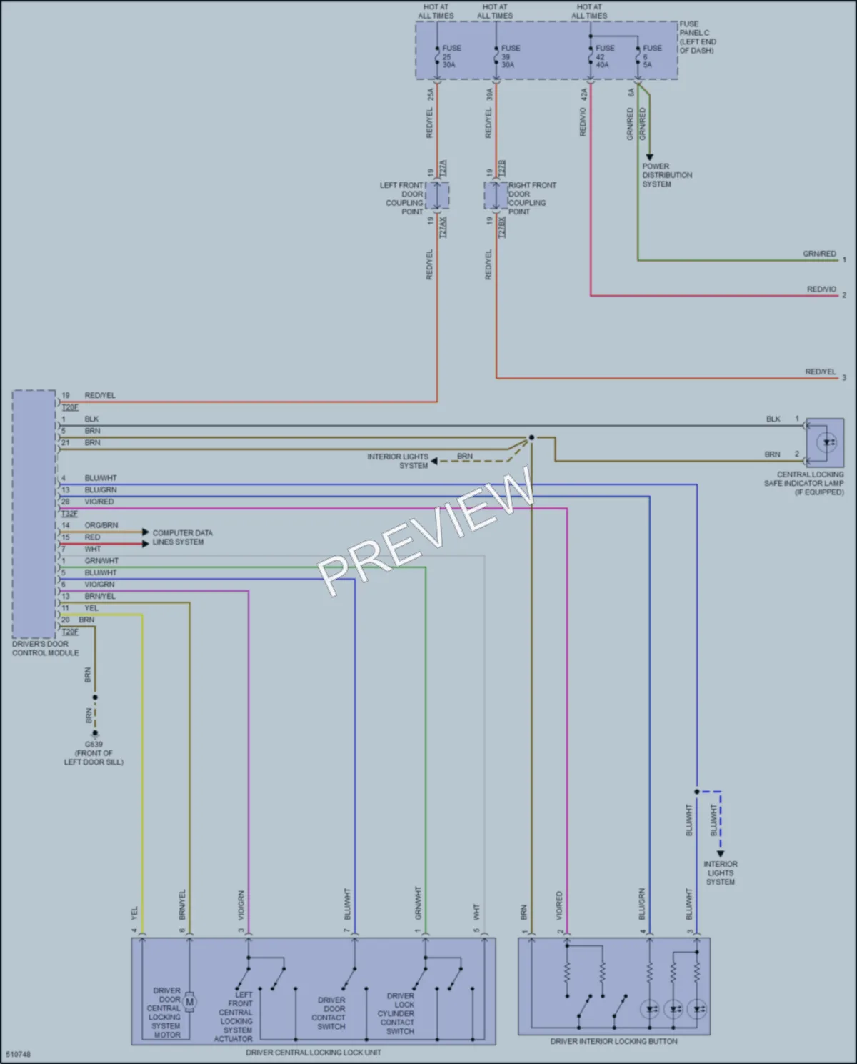 2016 Audi TT Power Door Locks wiring diagram preview