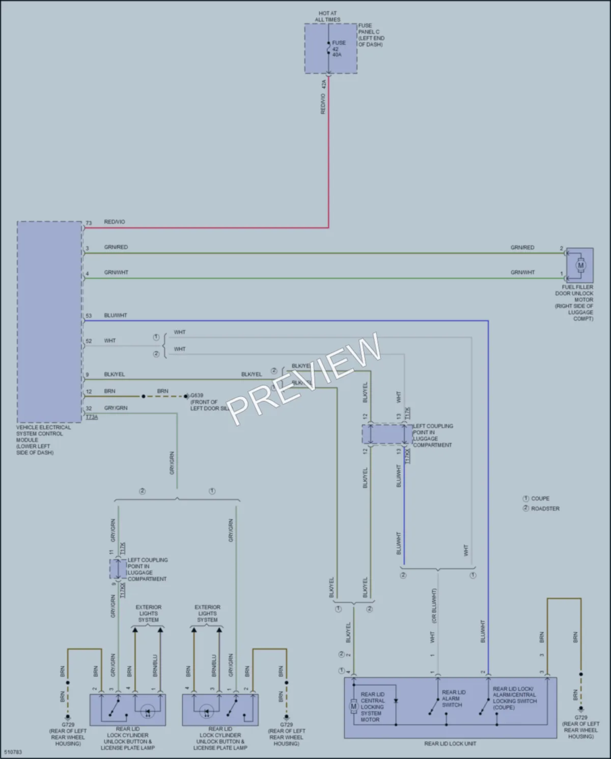 2016 Audi TT Trunk Tailgate Fuel Door wiring diagram preview