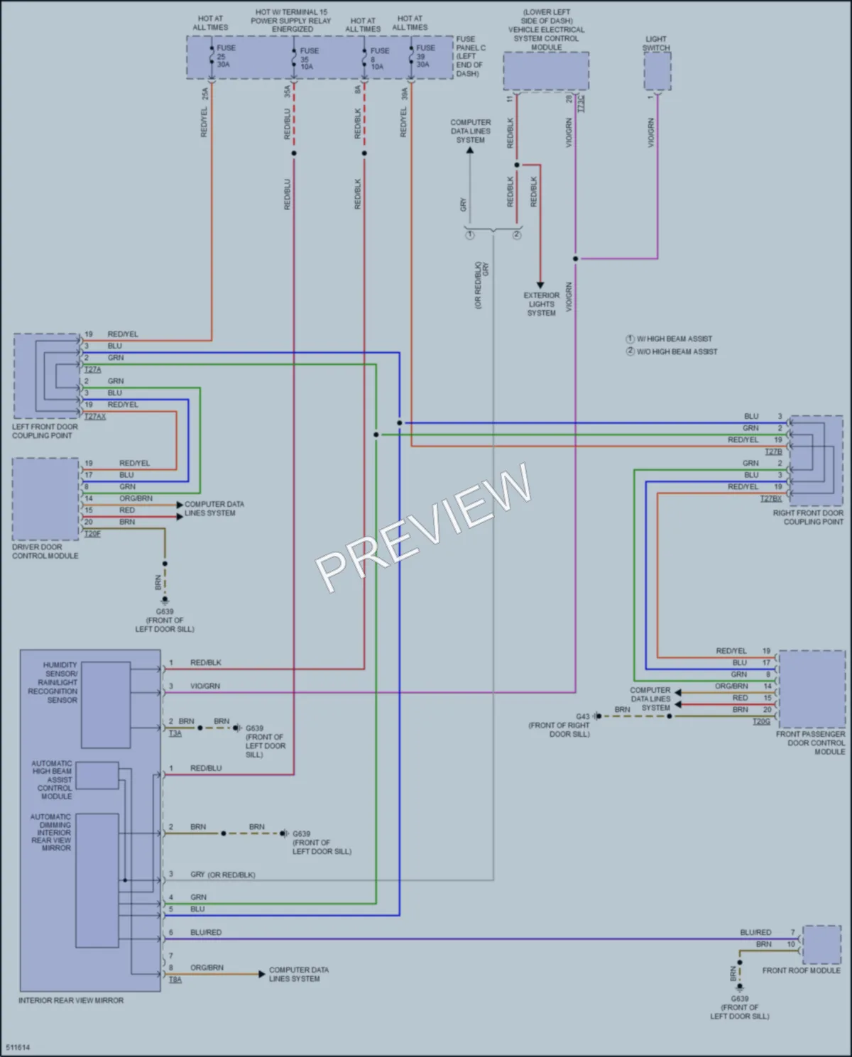 2016 Audi TTS Power Mirrors wiring diagram preview