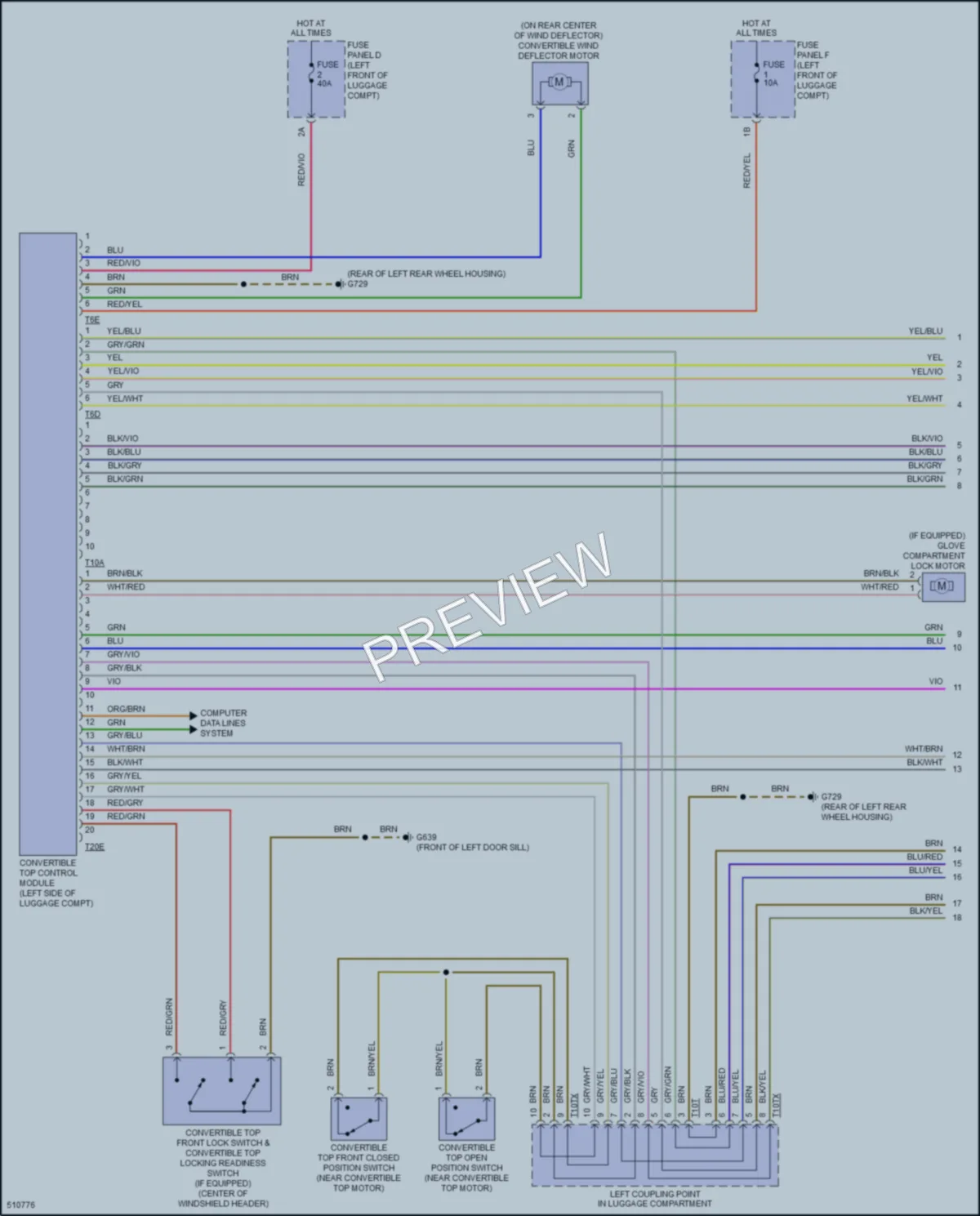 2016 Audi TTS Power Top Sunroof wiring diagram preview