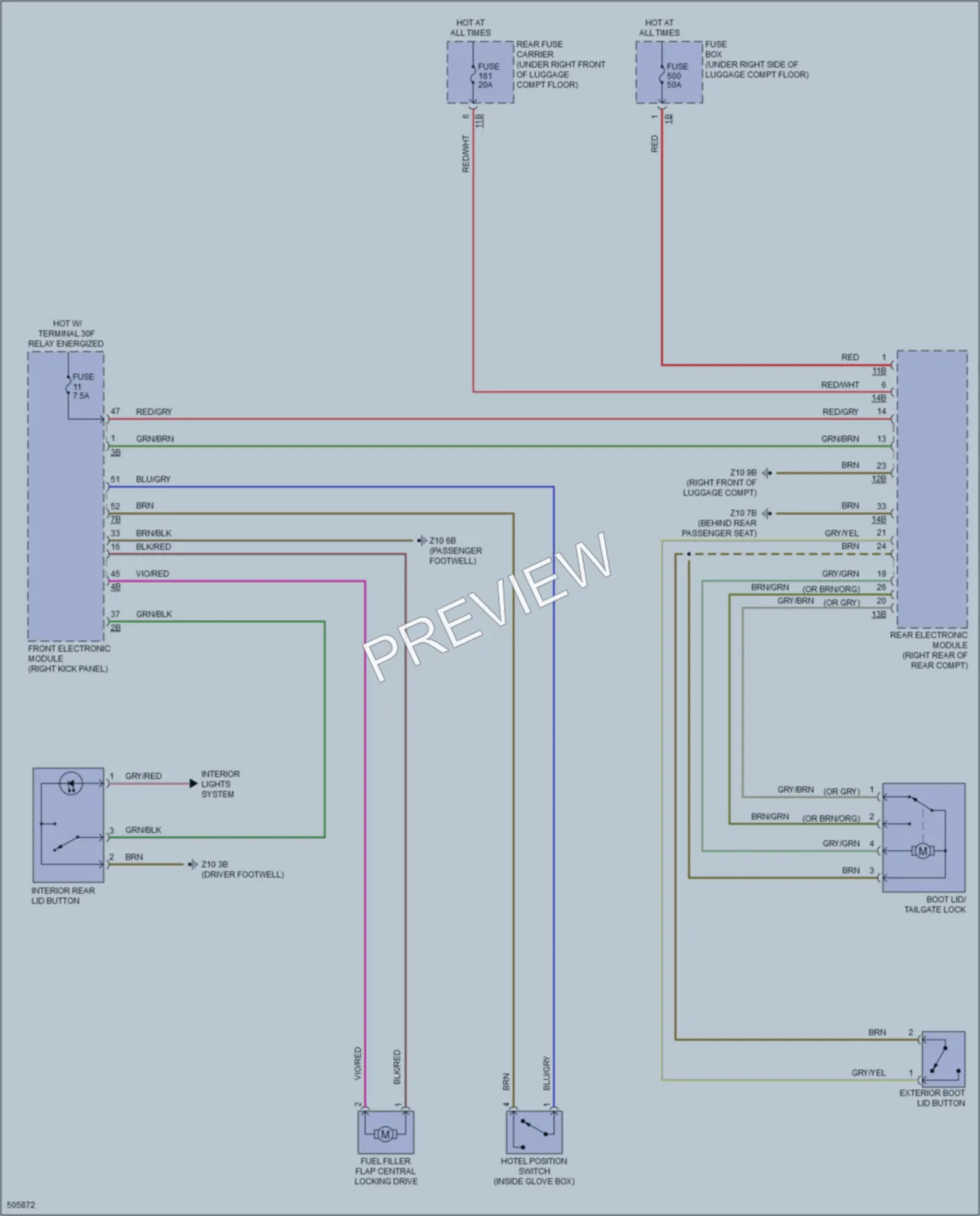 2016 BMW 228i Trunk Tailgate Fuel Door wiring diagram preview