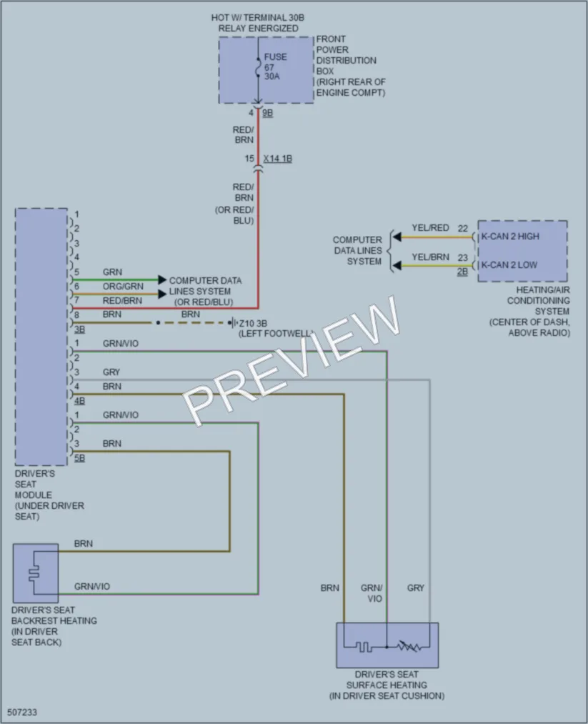 2016 BMW 328d Power Seats wiring diagram preview