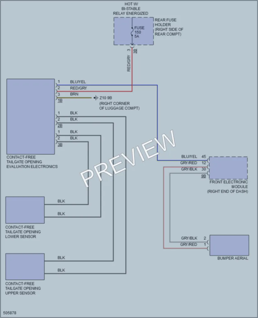 2016 BMW 328i Trunk Tailgate Fuel Door wiring diagram preview