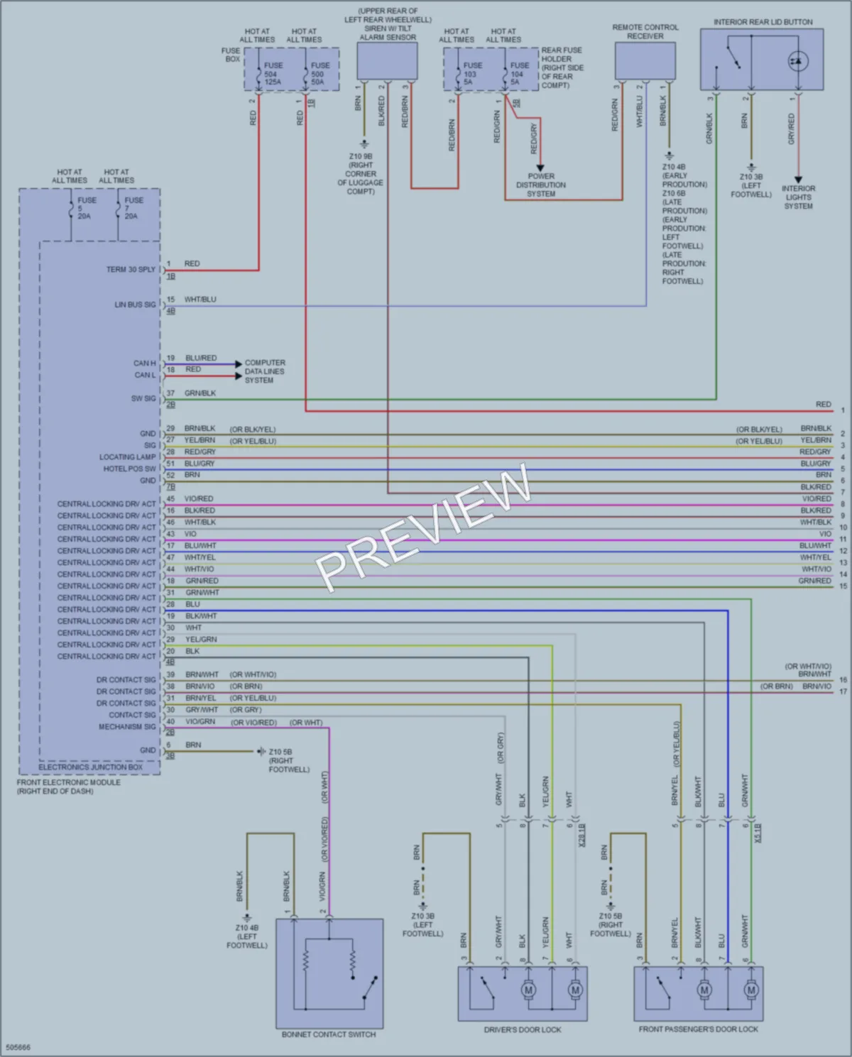 2016 BMW 330e Power Door Locks wiring diagram preview