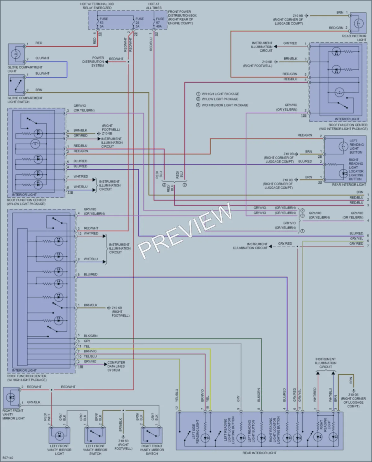 2016 BMW 335iGranTurismo Interior Lights wiring diagram preview