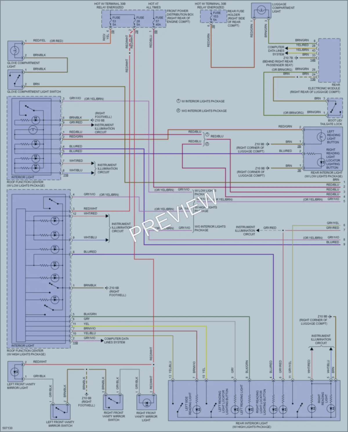 2016 BMW 340i Interior Lights wiring diagram preview
