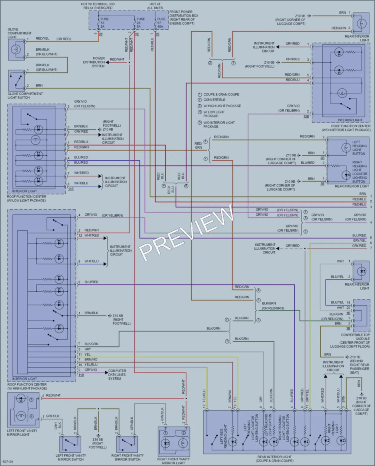 2016 BMW 435i Interior Lights wiring diagram preview