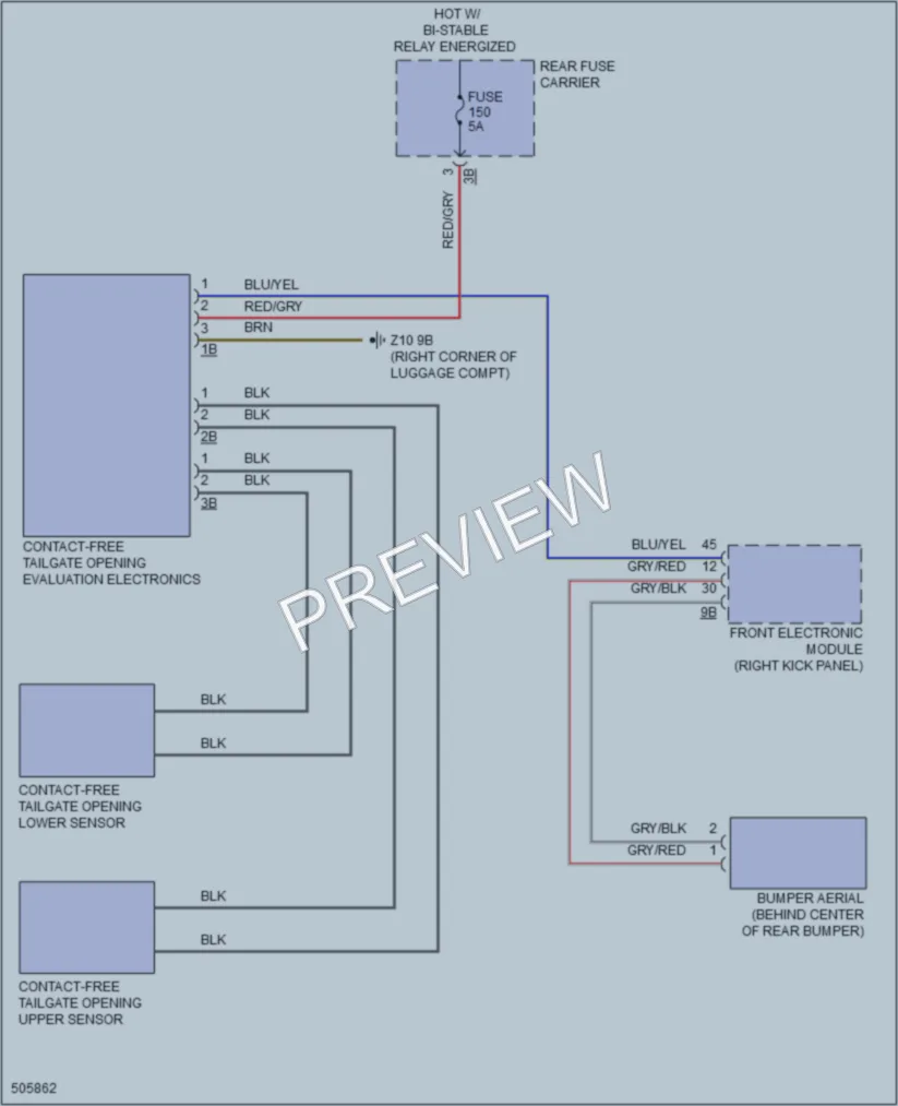 2016 BMW 435i Trunk Tailgate Fuel Door wiring diagram preview
