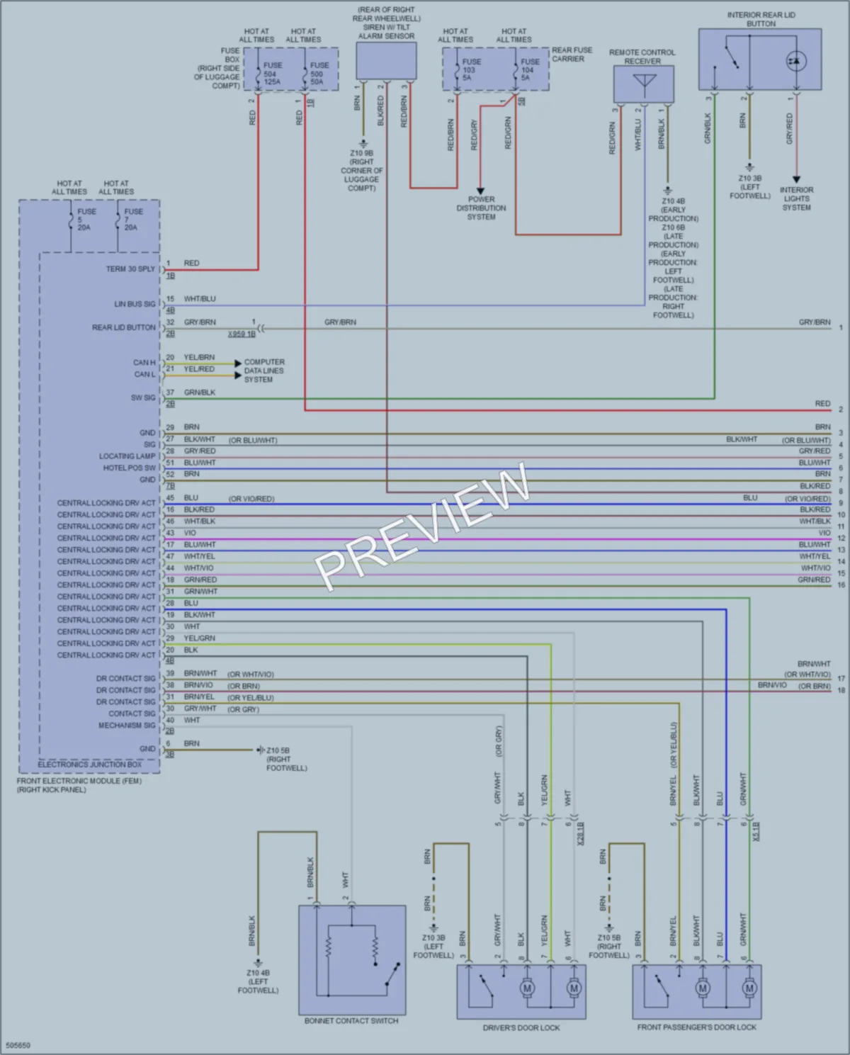 2016 BMW 435iGranCoupe Power Door Locks wiring diagram preview