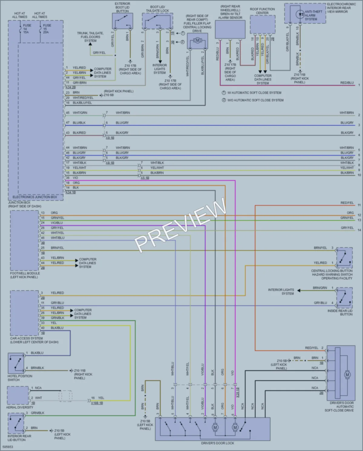 2016 BMW 528i Power Door Locks wiring diagram preview