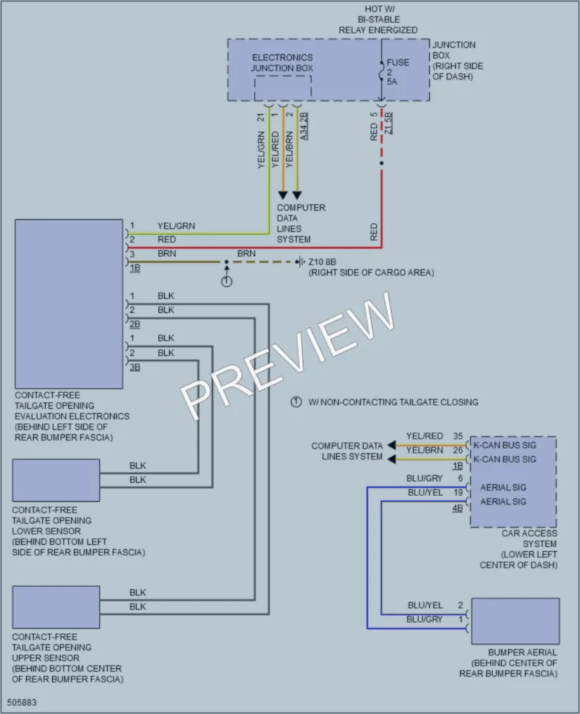 2016 BMW 528i Trunk Tailgate Fuel Door wiring diagram preview