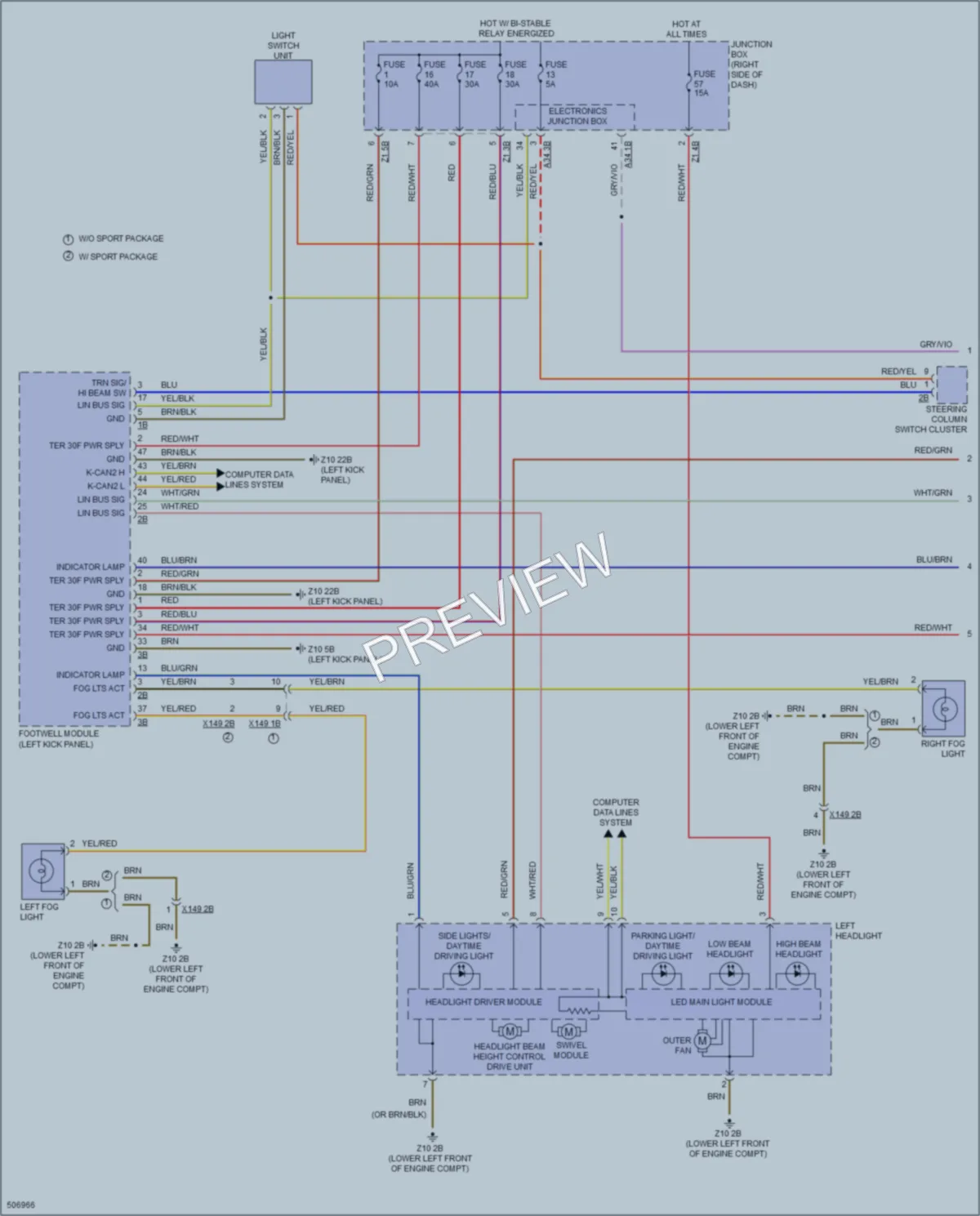 2016 BMW 535d Headlights wiring diagram preview