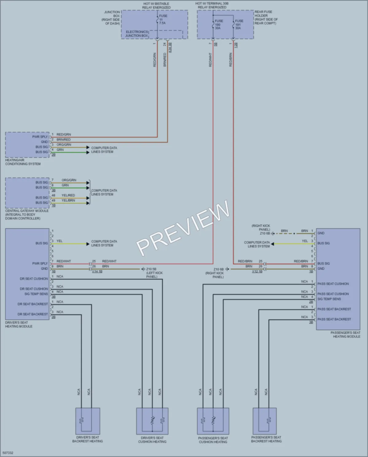 2016 BMW 535d Power Seats wiring diagram preview
