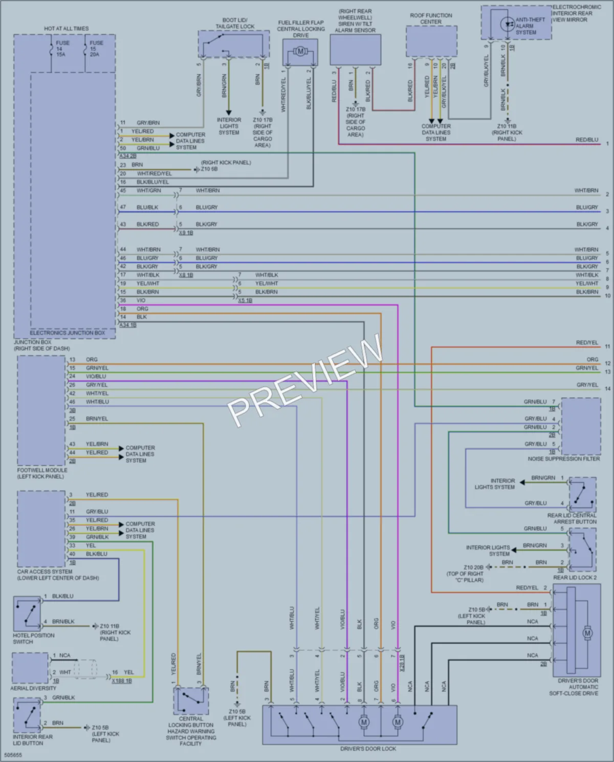 2016 BMW 535iGranTurismo Power Door Locks wiring diagram preview