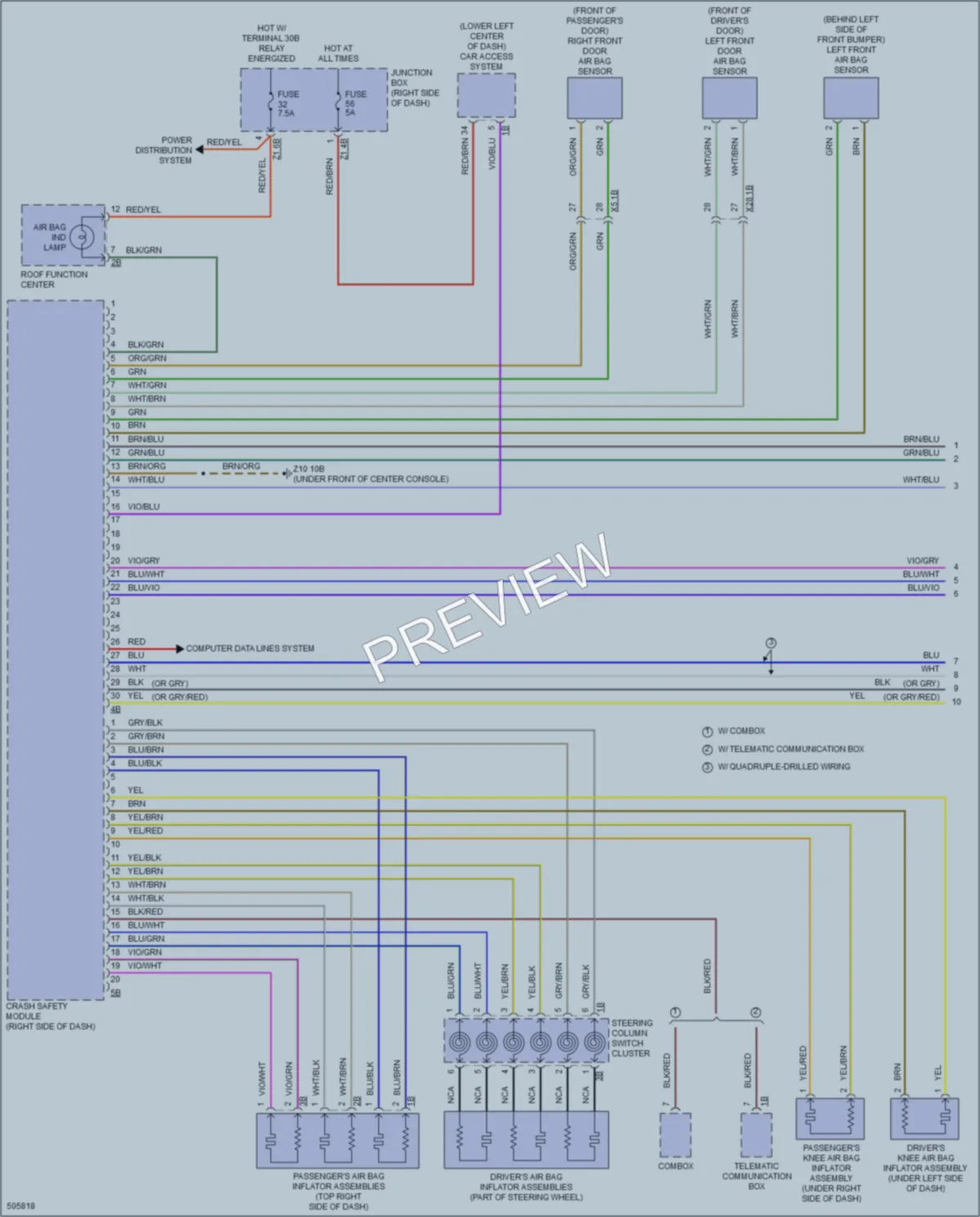 2016 BMW 550i Supplemental Restraints wiring diagram preview