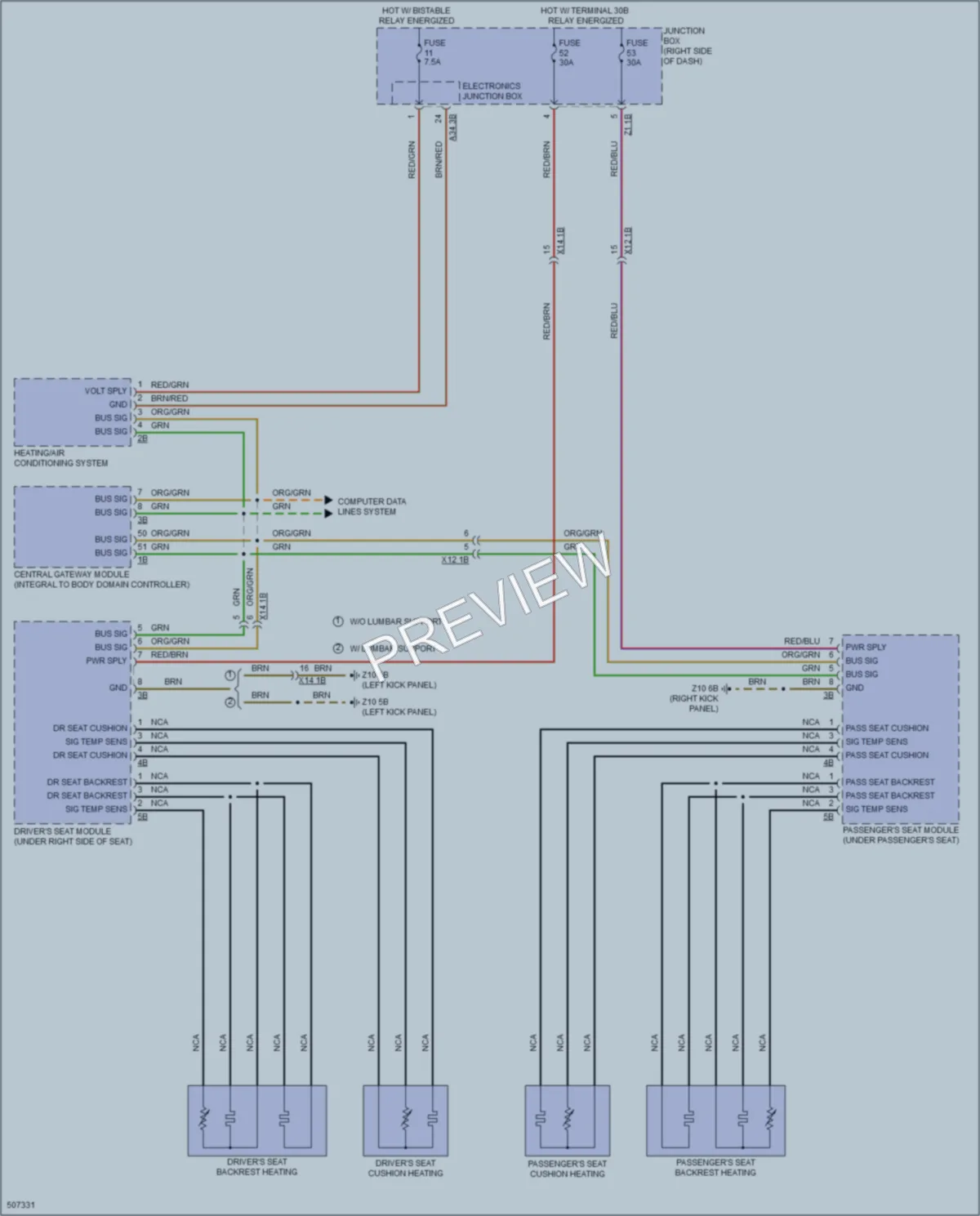 2016 BMW 550iGranTurismo Power Seats wiring diagram preview