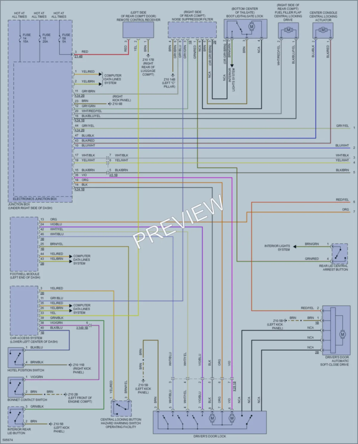 2016 BMW 640i Power Door Locks wiring diagram preview