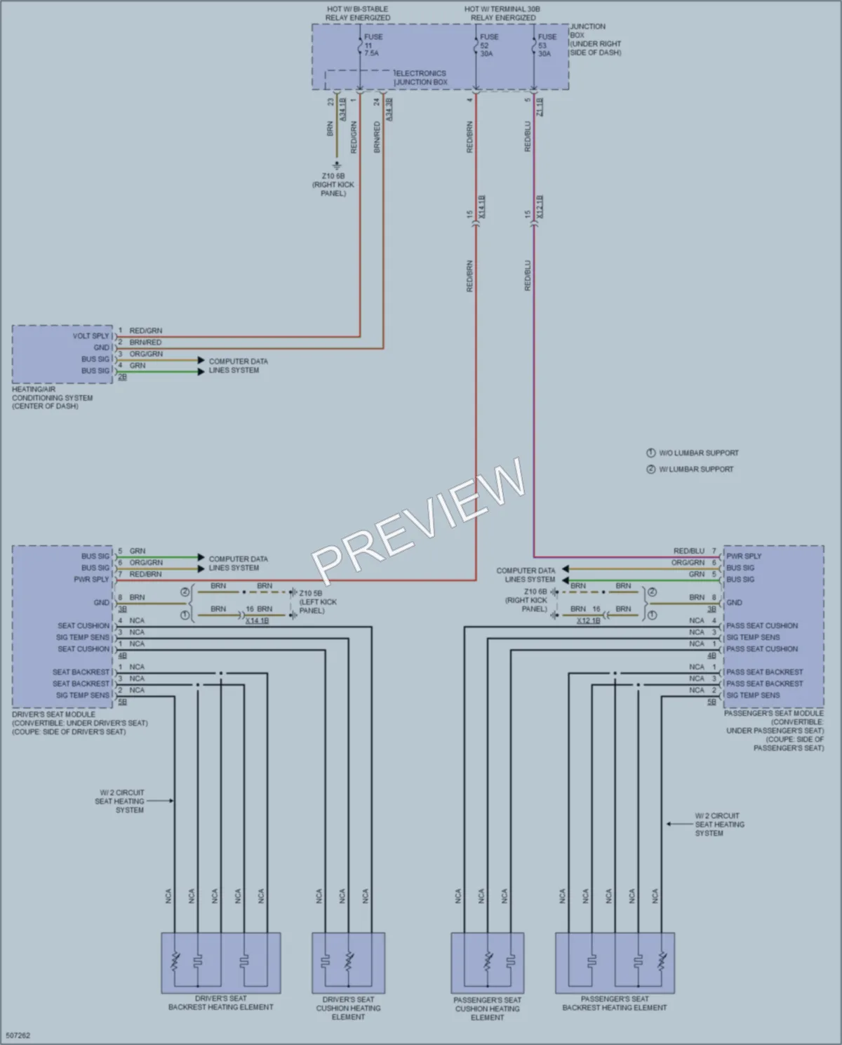 2016 BMW 640i Power Seats wiring diagram preview
